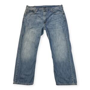 Levi's 569 Men Blue Distressed Jeans Loose Fit Sz 38X28 Straight Leg Denim Pants